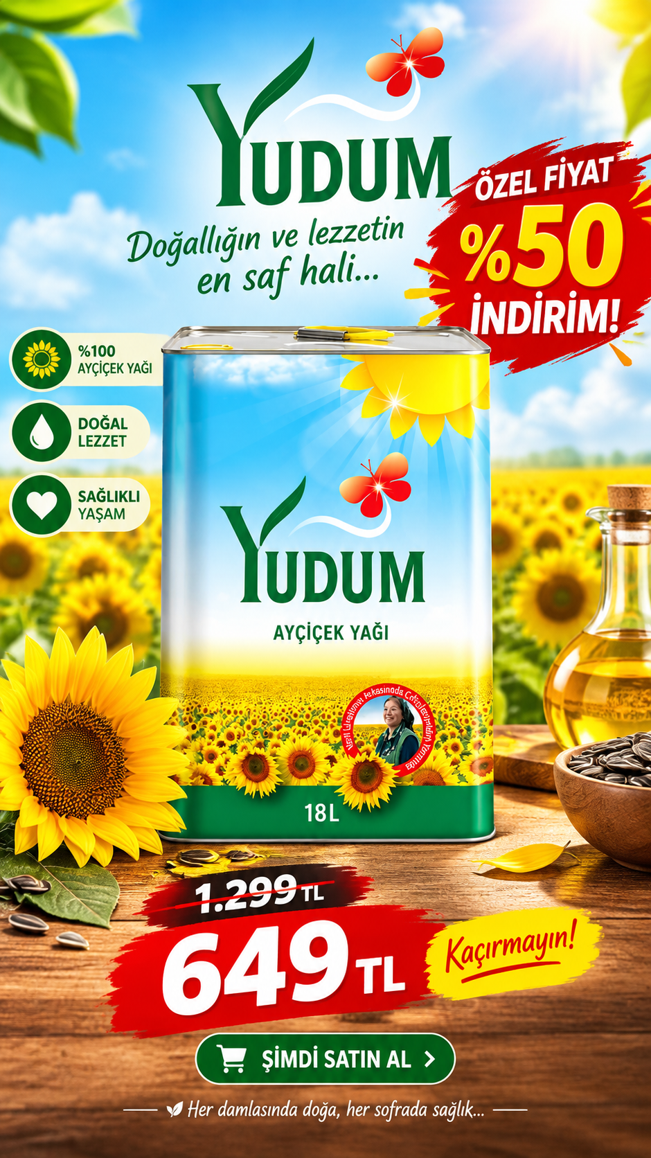 Yudum 18 litre ayçiçek yağı